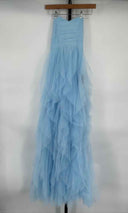 Lulus Women's Beauty Blue Mesh Strapless Ruffled Maxi Dress XXS Revive