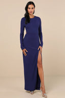 Lulus Women's Flawless Esteem Royal Blue Long Column Maxi Dress Small Revive
