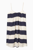 COS Women's Gathered Strappy Mini Dress Blue / White Basic Sleeved 8
