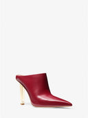 Michael Kors Women's Halle Leather Mule Pump Deep Red Shoes 7