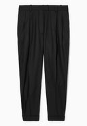 COS Women's High-Waisted Tapered Twill Trousers Black Pants 12