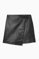 COS Women's Leather Mini Wrap Skirt Black Basic 4