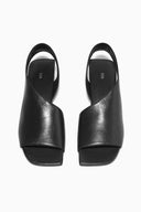 COS Women's Leather Slingback Block-Heel Sandals Black Shoes 7