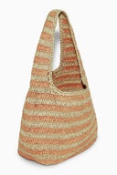 COS Women's Mini Shoulder Bag - Raffia Beige / Orange Striped Bags One Size