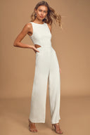 Lulus Women's Moments To Remember White Wide-Leg Cutout Jumpsuit  Small