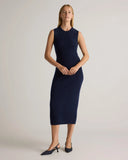 Quince Mongolian Cashmere Sleeveless Midi Sweater Dress TRUE Navy XL