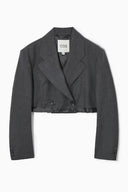 COS Women's Relaxed Deconstructed Cropped Wool Blazer Dark Grey Outerwear 2