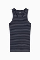 COS Women's Ribbed Tank Top Navy Striped Sleeved Blue M