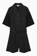 COS Women's Shell-Panel Playsuit Black Sleeved Top M
