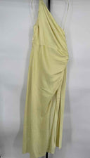 Lulus Women's Signature Elegance Pale Yellow Satin Maxi Dress Large