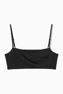 COS Women's Square-Neck Crop Top Black Sleeved L