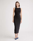 Quince Women's Tencel Rib Knit Tank Midi Dress Black Basic Sleeved L
