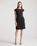 Quince Women's Ultra-Stretch Ponte Cap Sleeve Dress Black Basic Sleeved M
