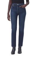 Agolde Women Riley High Waist Ankle Straight Leg Jeans Blue 27
