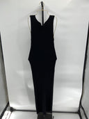Quince Womens Cotton Cashmere Ribbed Sleeveless Midi Dress Black M
