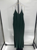 Quince Womens Maternity Washable Stretch Silk Slip Dress Forest Green L