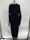 Quince Womens Eco-Knit Ribbed Mock Neck Sweater Dress Black Basic Sleeved M