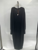 Quince Womens Mongolian Cashmere V-Neck Midi Sweater Dress Black L