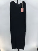 Quince Womens Tencel Rib Knit Long Sleeve Dress Black Basic Sleeved S