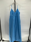 Quince Womens 100% Organic Cotton Sleeveless Maxi Dress Cornflower Blue XS