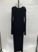 Quince Women's Cotton Cashmere Ribbed Long Sleeve Crew Midi Dress Black S