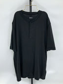 Quince Men's Cotton Modal Short Sleeve Henley Tee Black Sleeved Top L