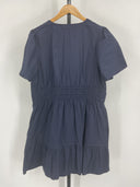 Quince Women's 100% Organic Cotton Poplin Tiered Mini Dress Navy XL