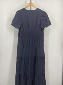 Quince Women's 100% Organic Cotton Poplin Tiered Maxi Dress Navy L