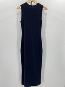 Quince Womens Mongolian Cashmere Sleeveless Midi Sweater Dress Navy M