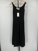 Quince Womens Tencel Jersey Fit & Flare Dress Black Basic Sleeved XS