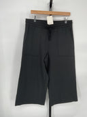 Quince Womens Supersoft Fleece Cropped Wide Leg Pants Black L