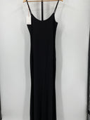 Quince Womens Extended Sizes Tencel Rib Knit Maxi Slip Dress Black 1X