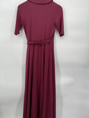 Quince Women's Tencel Jersey Midi Wrap Dress Wine Basic Sleeved S
