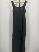 Quince 100% European Linen Square Neck Jumpsuit Black Basic S