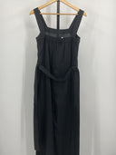 Quince 100% European Linen Square Neck Jumpsuit Black Basic S