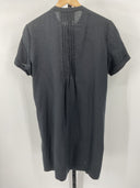 Quince Women's 100% European Linen Short Sleeve Swing Dress Black M