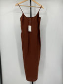 Quince Women's 100% European Linen Scoop Neck Midi Dress Chocolate XS