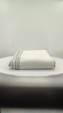 Quince Coastal Stripe Linen Cotton Room Darkening Curtain Ivory/Blue 48x108