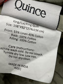 Quince Home European Linen Cotton Stitch Quilt Willowleaf Bedding King/Cal King