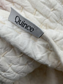 Quince Home European Linen Cotton Stitch Quilt Ivory Bedding Full/Queen
