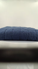 Quince Home European Linen Box Quilt Indigo Blue Bedding Twin