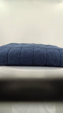 Quince Home European Linen Box Quilt Indigo Blue Bedding Twin