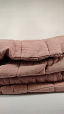 Quince Home European Linen Box Quilt Dusty Mauve Bedding Full/Queen