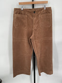 Quince Womens Organic Stretch Corduroy Cropped Wide Leg Pants - 26" Brown 16