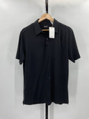 Quince Mens Extra-Fine Australian Merino Polo Black Sleeved Top L