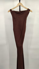 Quince Womens Washable Stretch Silk High Neck Midi Dress Hot Fudge L