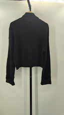 Quince 100% Organic Cotton Fisherman Collared Cardigan Black Sleeved Top L