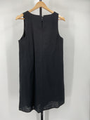 Quince Women's 100% European Linen Tank Mini Dress Black Basic Sleeved M