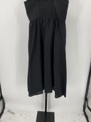 Quince Women's 100% European Linen Fit & Flare Midi Dress Black Basic Sleeved M