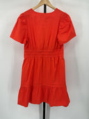 Quince Women's 100% Organic Cotton Poplin Tiered Mini Dress Red M